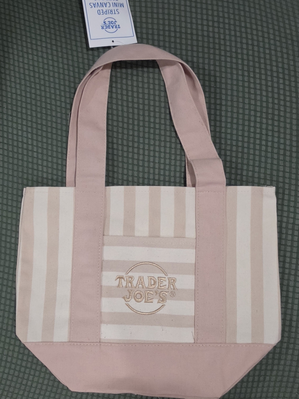 Trader Joe's Pink Striped Canvas Tote